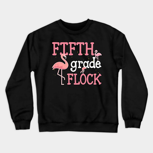 Flamingo 5th Fifth Grade Back To School Crewneck Sweatshirt by kateeleone97023